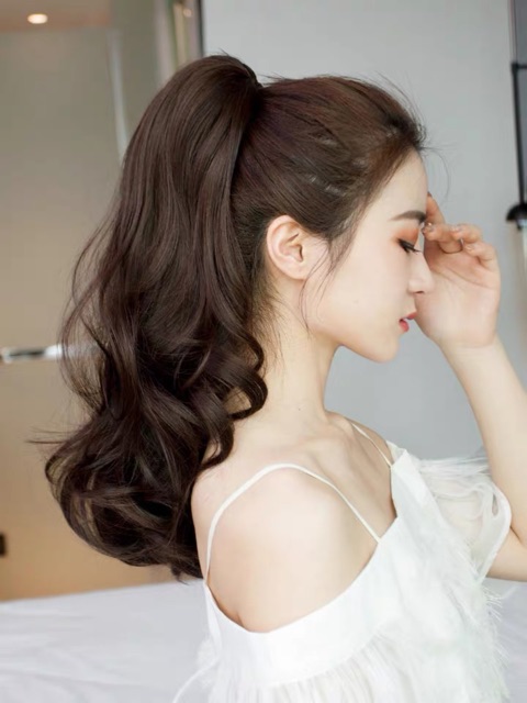 TÓC GIẢ NGOẶM XOĂN LỬNG MÃ P103 45cm