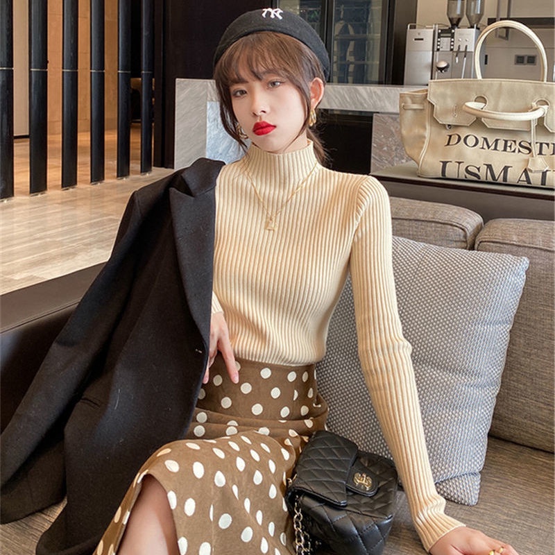 Áo Sweater Cổ Lọ Màu Trắng Thời Trang Thu Đông Hàn Quốc Hàng Mới 2023181409