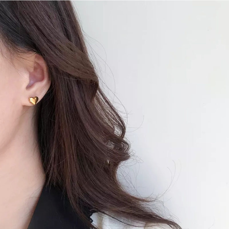 Khuyên tai titan nữ không gỉ hình trái tim phong cách thời trang đơn giản tinh tế