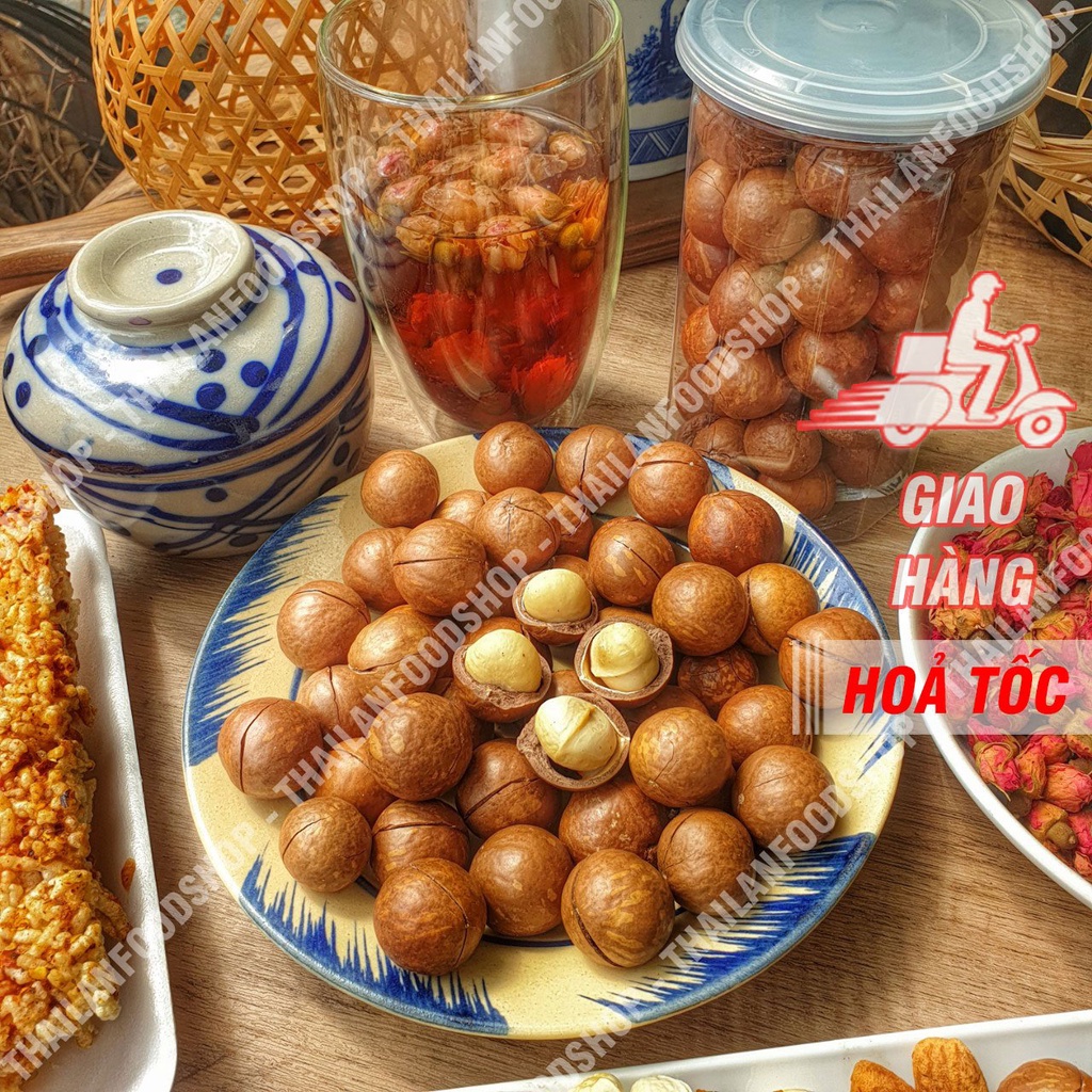 Hạt Macca Nứt Vỏ Lâm Đồng Lon 400Gram - Tặng Kèm Dụng Cụ Khui Hạt