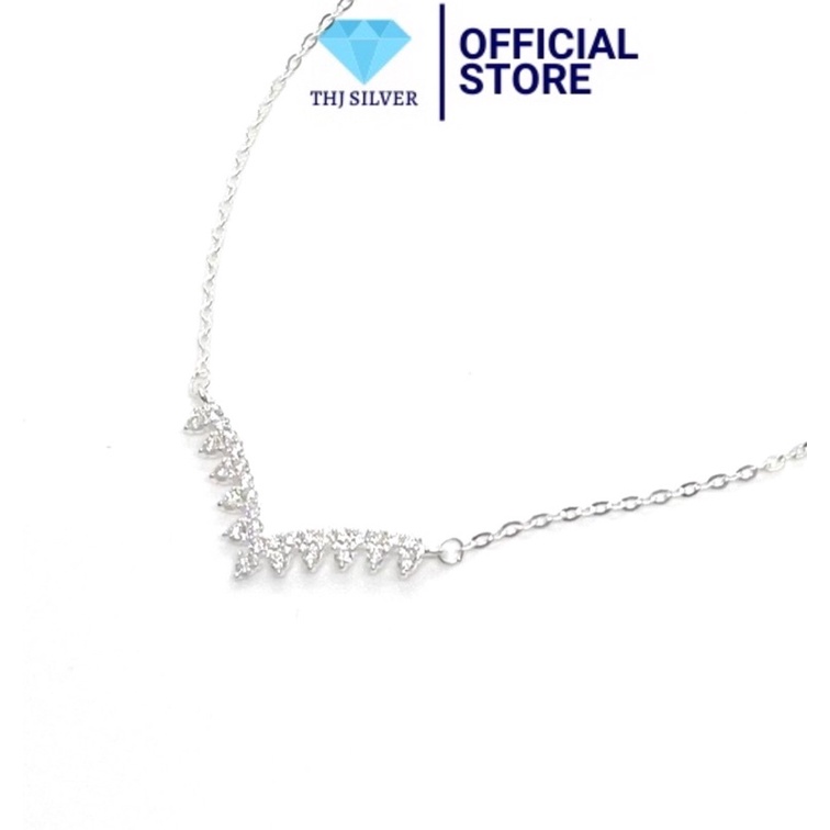 Dây chuyền nữ V đính đá NHÂN TẠO chuẩn bạc ta bao trắng