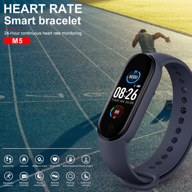 Đồng hồ thông minh M5 Jam Smartband Bluetooth IP67 Không thấm nước Theo dõi thể dục thể thao Theo dõi nhịp tim Màn hình ngủ Nam nữ Vòng tay cho PK M3 M4 miband 5