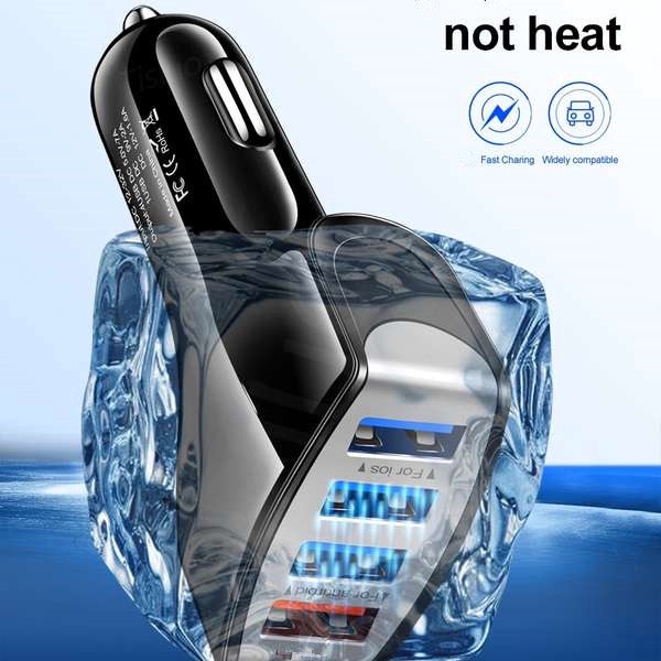 Sạc Nhanh QC3.0 4 CổNg Trên Xe Ô Tô Cho iPhone Android
