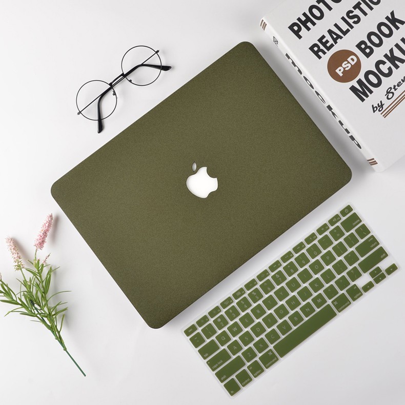 Combo ốp macbook xanh rêu + phủ phím(TẶNG KÈM NÚT BỊT BỤI+CHỐNG GÃY SẠC)
