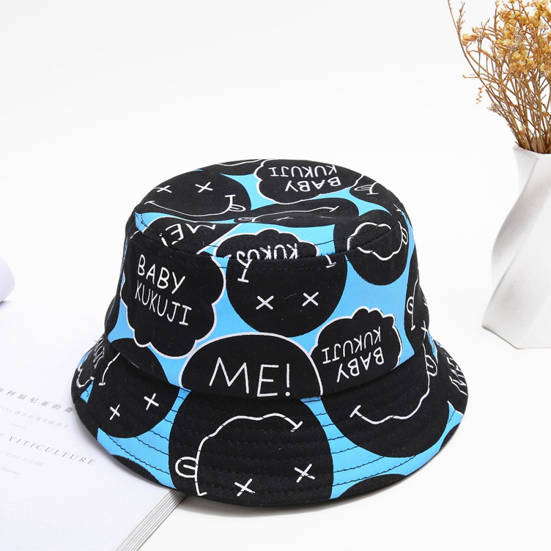 Mũ vành che nắng vải cotton thoáng mát in chữ đáng yêu cho bé