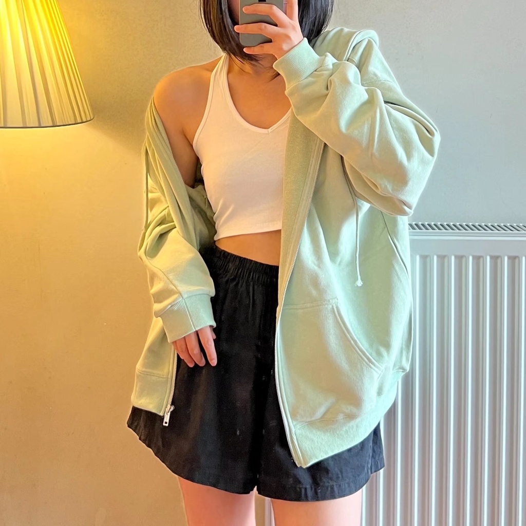 Áo khoác hoodie DIDIKA vải da cá thêu chữ sau lưng thời trang mùa thu cho nữ 260g
