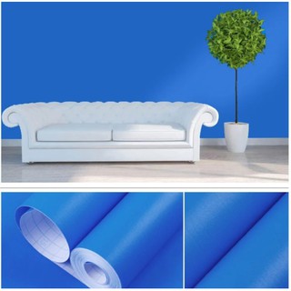 Giấy dán tường màu xanh dương trơn - khổ rộng 45cm