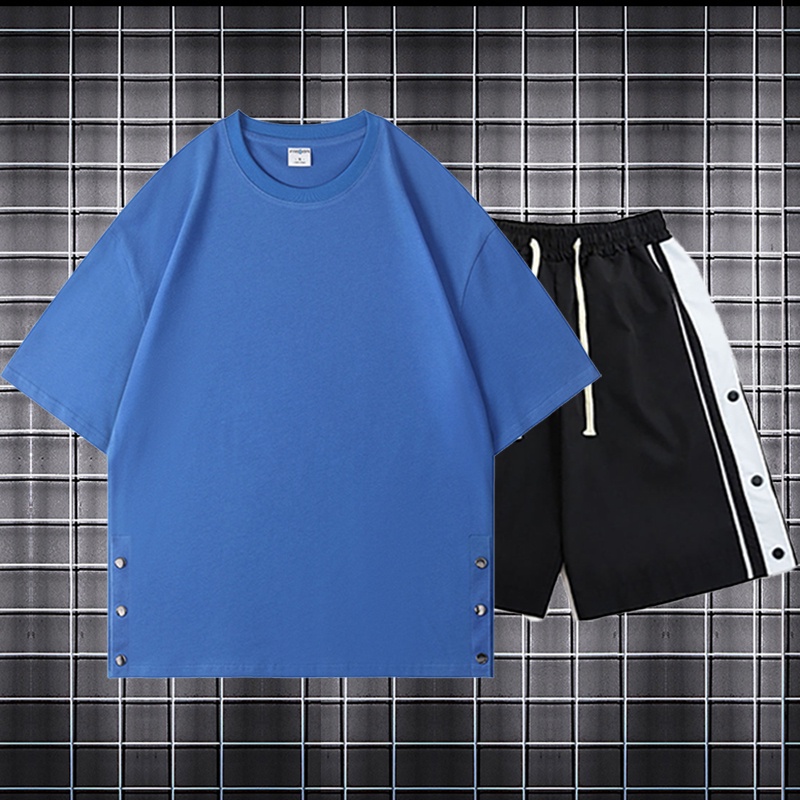 [Mẫu mới] Bộ Quần Áo Thun Nam Nữ Unisex Mùa Hè Cộc Tay Xẻ Tà Cúc Bấm 2 Bên Quần Short Thời Trang Zenkonu T225V1+S042V1