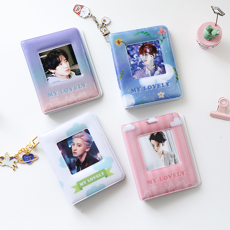 Album Ảnh 32 Ngăn 3 inch Màu Trắng Đen Hình Bò Và Ngôi Sao KPOP Giá Đỡ