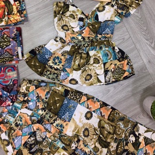 Set áo peplum dây beo quân suông