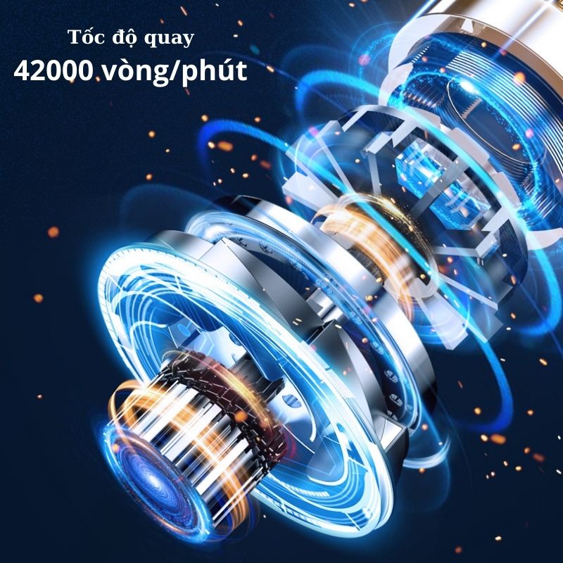 Máy hút bụi mini cầm tay không dây HATTIES 9000PA, sạc nhanh type C có Đèn LED cho ô tô, xe hơi, gia đMHB04