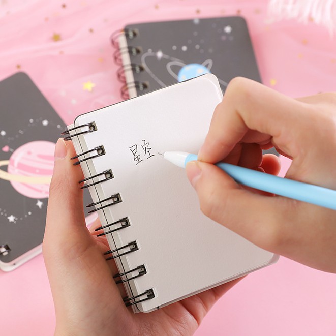 Zhishun dream planet rollover coil Lovely notebook this student portable pocket notebook mini notebook A7 small notebook Spring notebook Cute notebook bookmark paper brochure Blank paper book Coil notebook