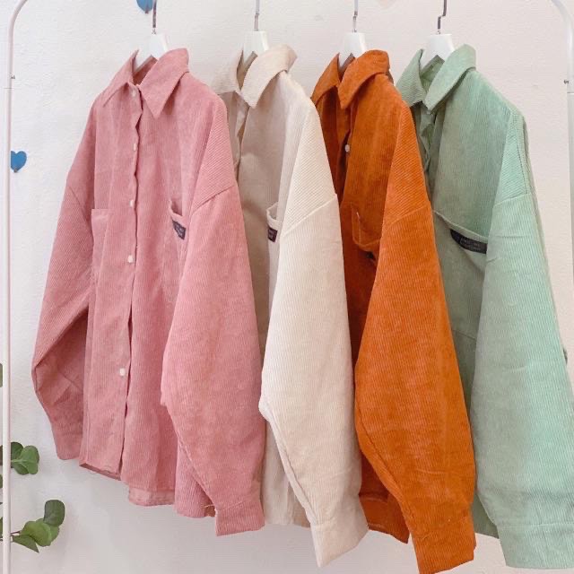 Áo Sơ Mi Nhung Tăm Ulzzang Áo Khoác Form Rộng Unisex Freesize Zinti SM01