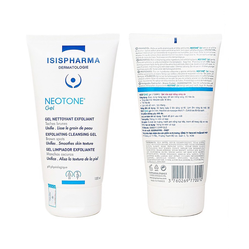 [CHÍNH HÃNG ] ISIS PHARMA NEOTONE GEL - Gel rửa mặt trắng sáng da