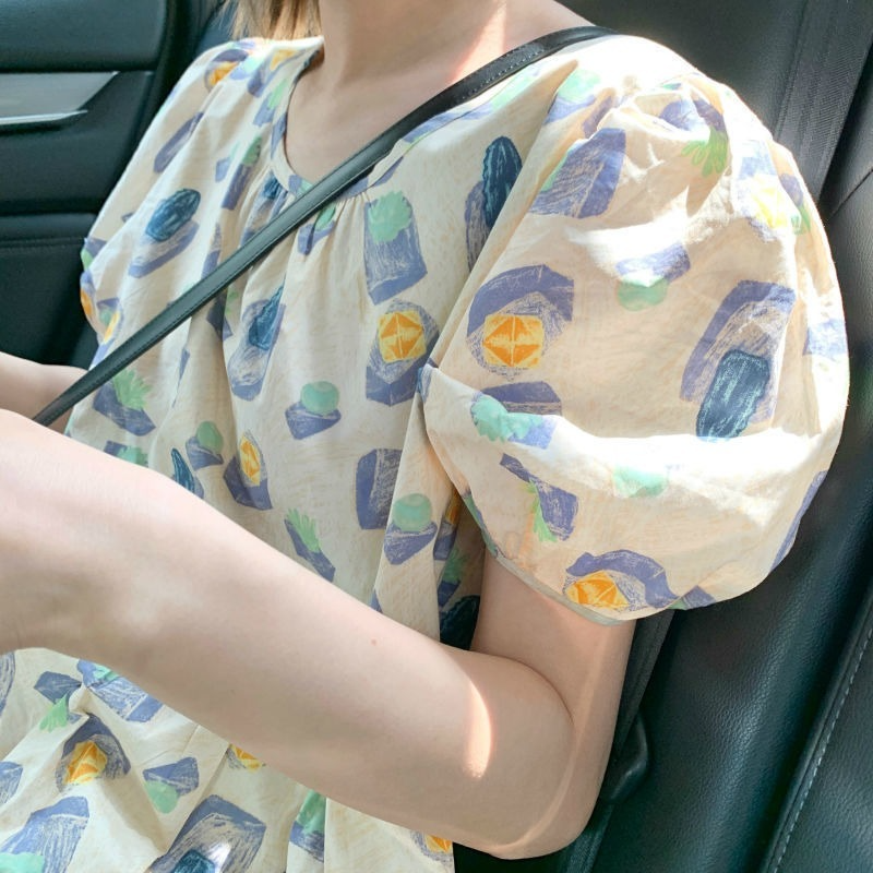 Đầm dáng rộng in họa tiết phong cách Retro thời trang mùa hè thanh lịch cho phái nữ