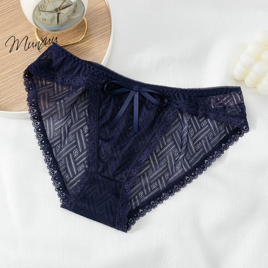 Quần lót nữ ren xuyên thấu gợi cảm MUNXUU, vải ren gấm cao cấp mềm mại thoáng mát- QC124