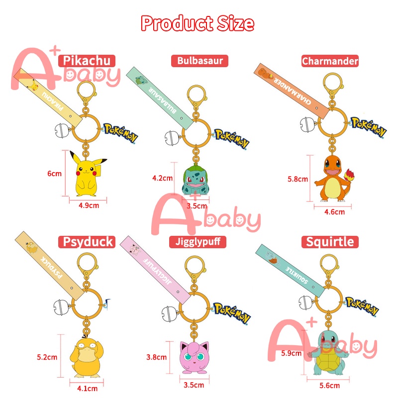 Pokemon Móc Chìa Khóa Hình (Pikachu/Charmander/Bulbasaur/Squirtle/Psyduck/Jigglypuff)