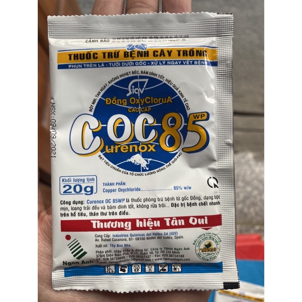 Thuốc bệnh cây COC 85. Đông oxy. gốc đồng trị nấm bệnh cao cấp phổ rộng: đốm vàng lá, thán thư, chết cây
