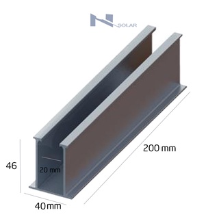 [Hàng chất lượng] Thanh Mini Rail Nhôm Loại  AL6005 -T5 Bắn Sóng Tôn Gắn Tấm Pin Mặt Trời Solar– Kích Thước 200x40x46 mm