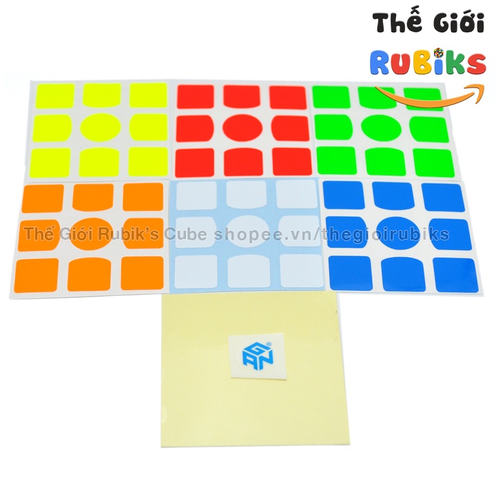 Bộ Sticker Rubik 3x3 Hãng GAN CUBE Tặng Kèm Logo. Tâm Tròn Siêu Xịn. Bộ Decal Giấy Dán Thay Thế Rubik 3x3x3