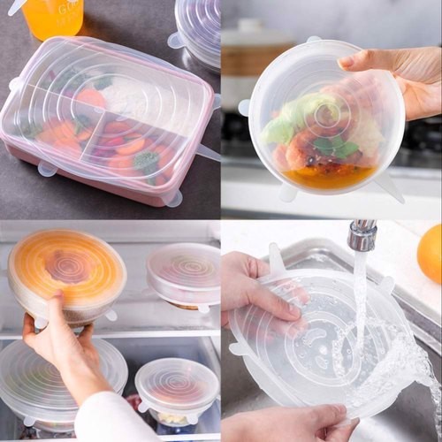 Bộ 6 Miếng Silicone Bọc Thực Phẩm Cao Cấp MIFAN - Nắp đậy màng Silicon bảo quản thức ăn Dày Dặn Độ Co Giãn Tốt 4.9