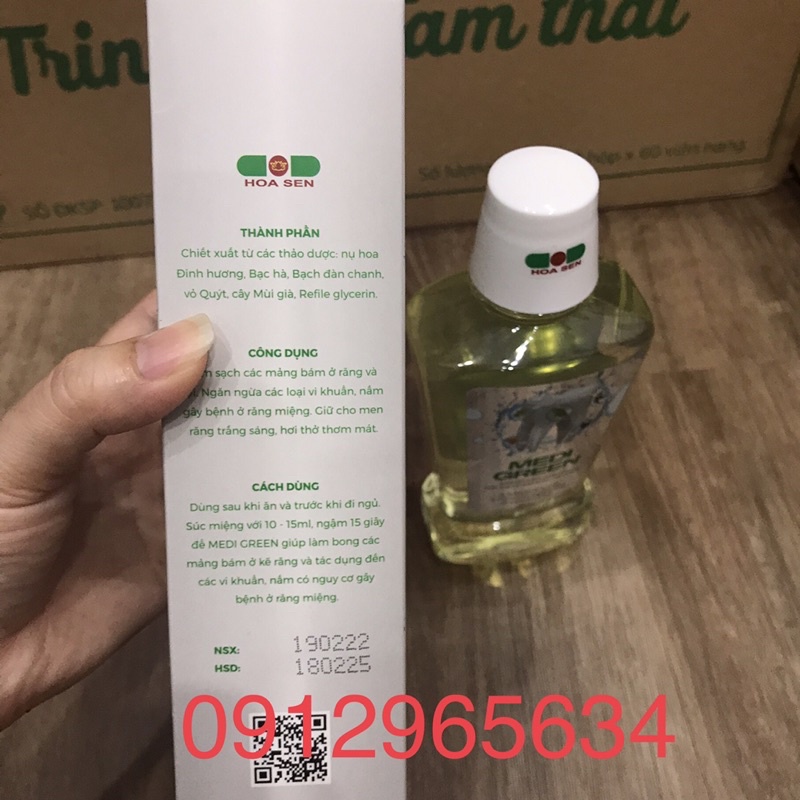 Nước súc miệng thảo dược Medi Green sạch răng hết mảng bám giúp hơi thở thơm tho hiệu quả