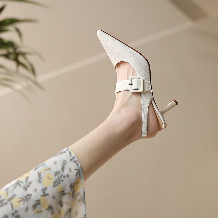 Giày cao gót - Sandal slingback COCO BEBE & CAPELLA mũi nhọn vintage 8p VNXK