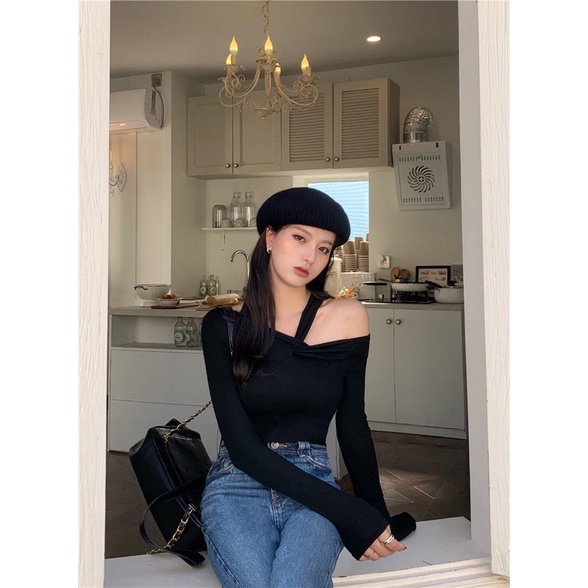 Áo body, sexy, bó sát ✔️ thun dài tay ✔️ xoắn áo trễ vai gợi