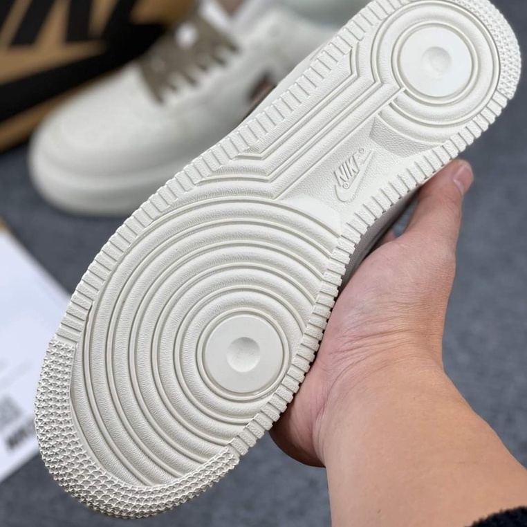 Giày Air Force 1 Low Premium White Brown,[FULL BILL+BOX] Giày AF1 Vệt Nâu Trắng Nam Nữ Hot Trend