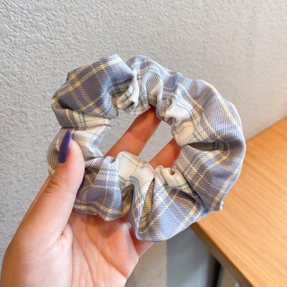 Dây buộc tóc, cột tóc scrunchies caro xám tím