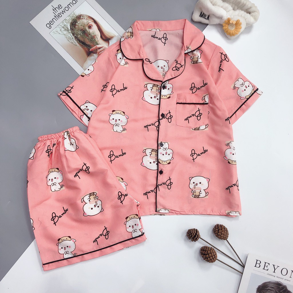 ❤️Bộ Đồ Ngủ Pijama Ngắn❤️[Chuẩn Size M,L]-Vải Mem-Vải Mịn, Mát.