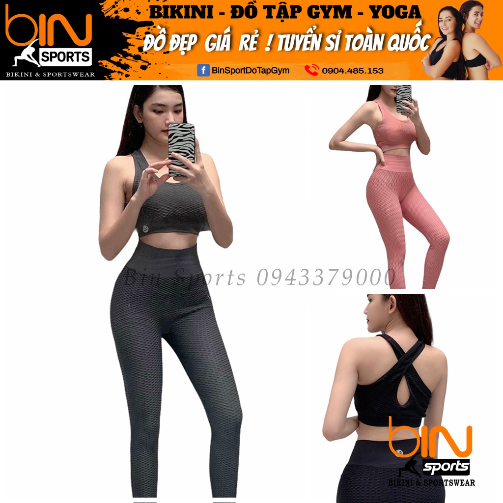 Sét Dệt Cao Cấp Áo Bra Quần Dài ,Đồ Tập Yoga, Gym, Aerobic Thể Thao Bin Sports BD114