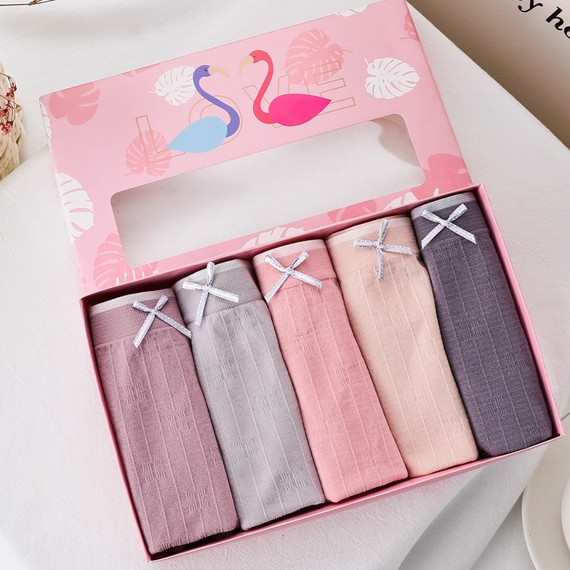 Hộp 5 Quần Chíp Nữ Hồng Hạc Viền Ren Co Dãn 4 Chiều - Sịp Nữ Cao Cấp DL3