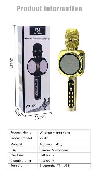 Micro karaoke bluetooth Su-Yosd YS90 chính hãng, mic hát karaoke kèm loa bluetooth âm thanh chuẩn bass