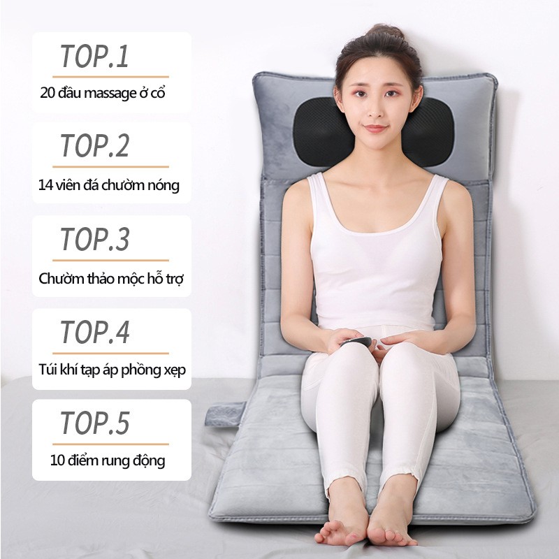 Đệm massage máy xoa bóp kiểu đệm Jiashengda chườm nóng tùy chỉnh 3 cách nằm, ngồi, dựa lưng FU150