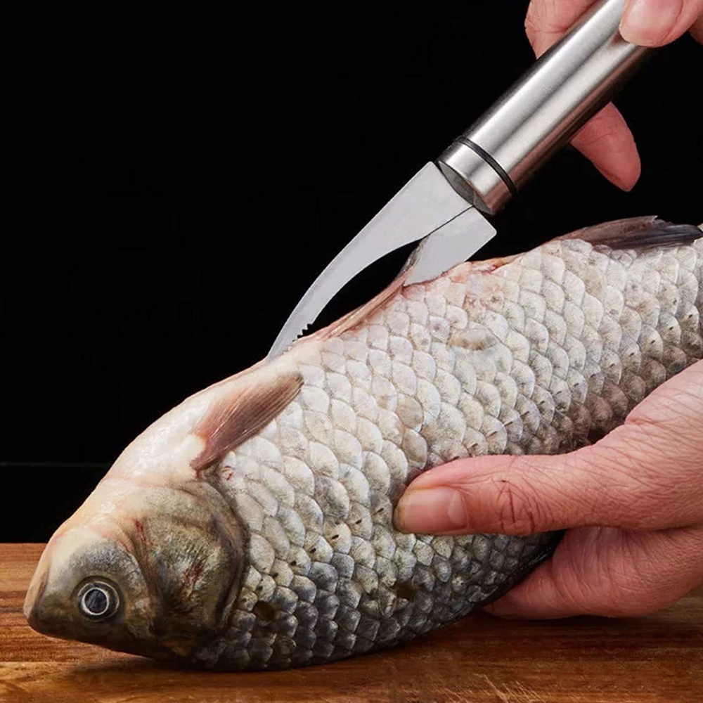 Dao Cắt Vảy Cá / Tôm 5 Trong 1 Đa Năng Bằng Thép Không Gỉ