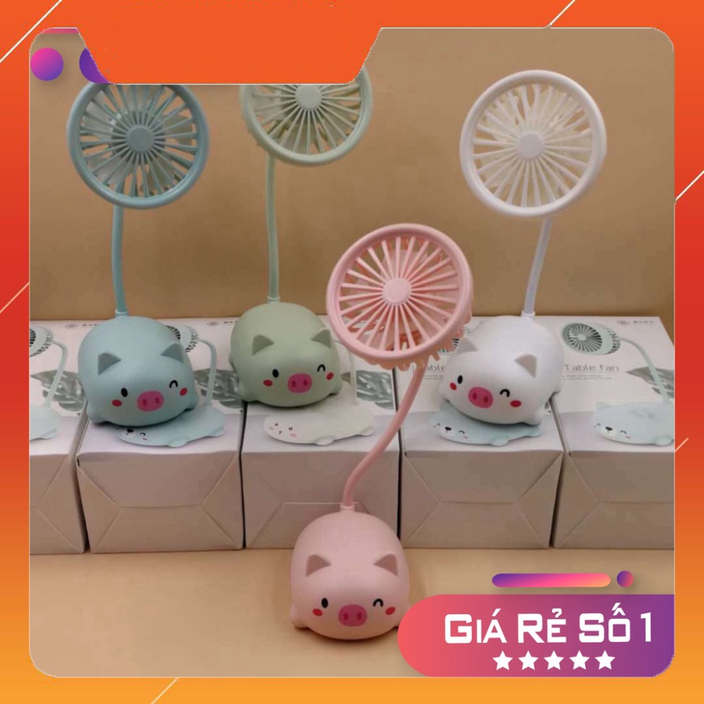 Quạt mini tích điện cầm tay hình heo con dễ thương để bàn