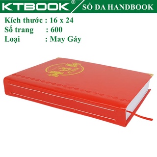 SỔ GHI CHÉP BÌA DA KTBOOK HANDBOOK CAO CẤP 600 trang size 16 x 24 cm ruột giấy in caro (May Gáy)