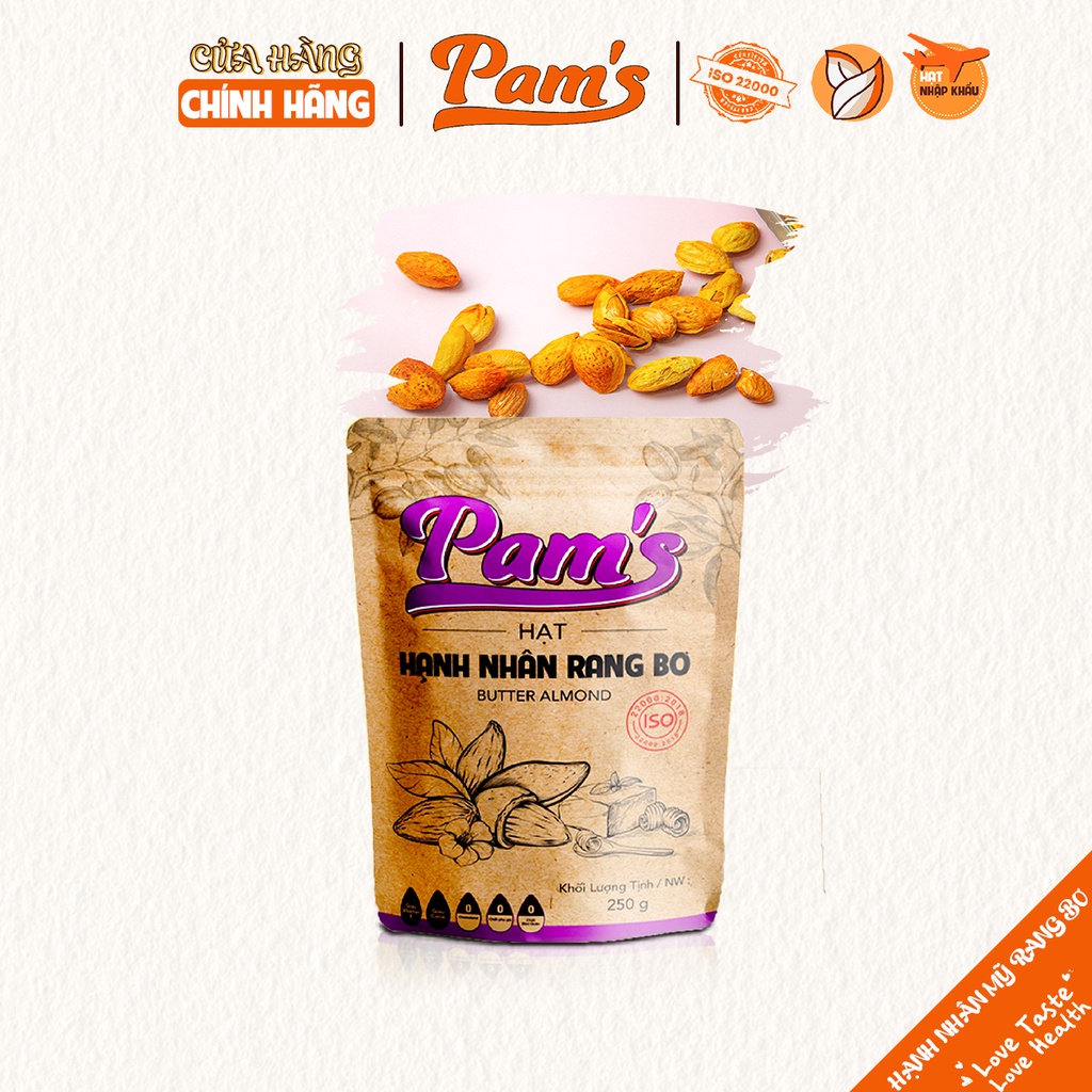 Hạnh Nhân Rang Bơ Pams (250g) - Hạt Nhập Khẩu Mỹ Rang Bơ Không Cholesterol, Dùng Ăn Khiêng