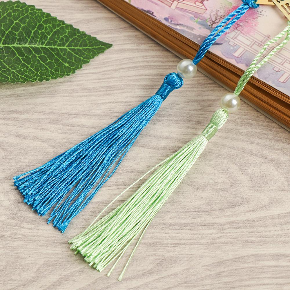 PISTA Thẻ Đánh Dấu Trang Sách Bằng Đồng Thau Họa Tiết Hoa / Chim Hạc Phối Tua Rua Xinh