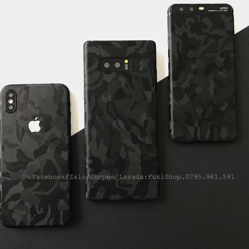 [SAMSUNG]Tấm Dán Skin FULL Viền Camo Black 3M Note8 Note9 Note10 Note10+ Note10Lite ZFlip S20 S20Ultra S20+ S10 A70