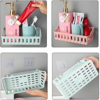Kệ gia vị,Kệ nhựa đa năng dán tường đựng đồ nhà tắm, nhà bếp có khe thoát nước, chịu lực tốt, tiết kiệm không