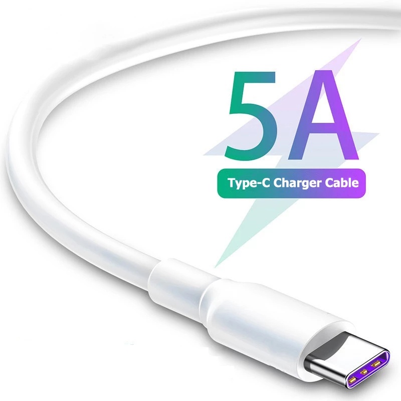 Cáp sạc nhanh USB Type C 5A dài 1m màu trắng cho Huawei / Xiaomi / Samsung