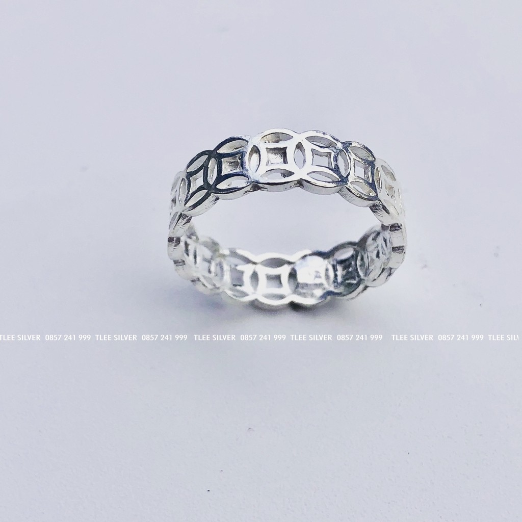 Nhẫn bạc Tlee, nhẫn kim tiền trơn basic- TleeSilver