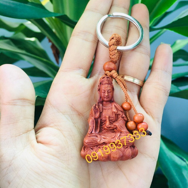 Móc khoá gỗ phật bà quan âm 3D