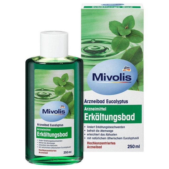 Tinh dầu tắm chiết xuất từ lá khuynh diệp chống cảm cúm giảm stress căng thẳng mệt mỏi Mivolis
