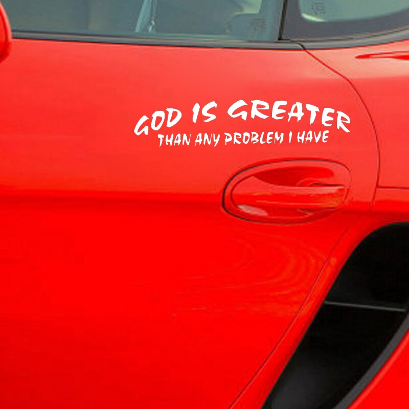 Decal dán trang trí xe hơi họa tiết God Is Great Then Any Problem I Have bằng chất liệu Vinyl kích thước 20cm*4.4cm