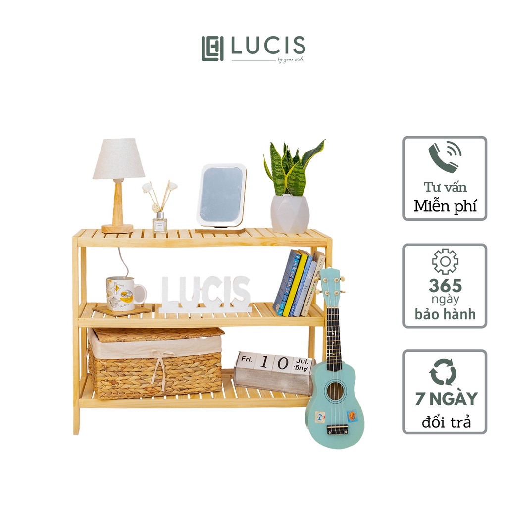 Kệ trang trí phòng khách 3 tầng LUCIS size 80cm để giày dép đa năng