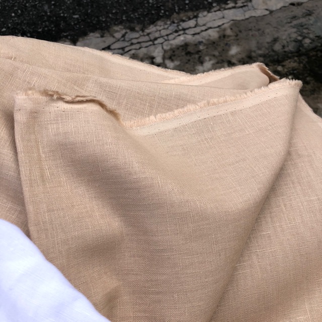 Vải Linen bột màu be da, ẩn Hồng nhẹ!