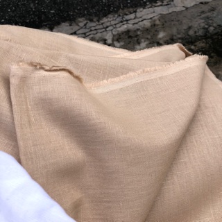 Vải Linen bột màu be da, ẩn Hồng nhẹ!